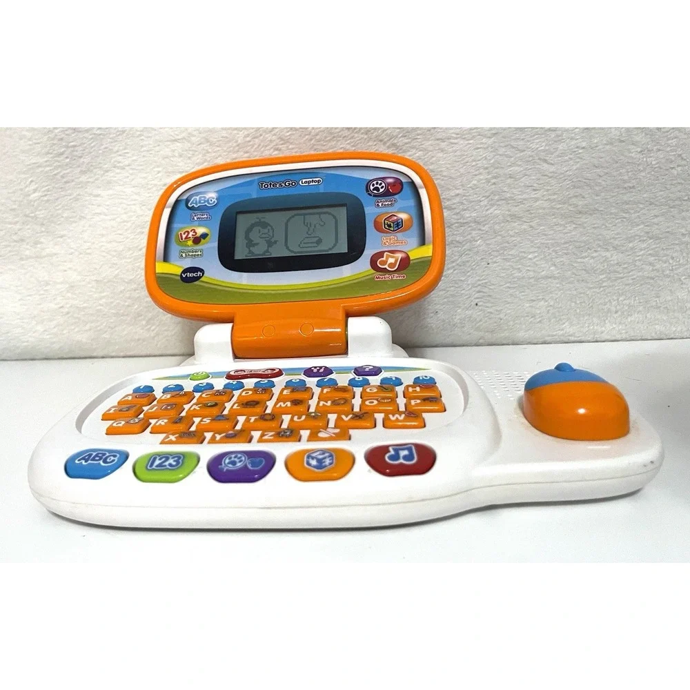 V Tech My Own Leaptop Learning Interactive Laptop Computer Green TESTED-WORKS!